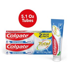 Colgate Total Teeth Whitening Mint Toothpaste;  2 Pack;  5.1 oz Tubes