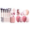 BS-MALL Makeup Brushes Premium Synthetic Foundation Powder Concealers Eye Shadows 18 Pcs Brush Set with 5 sponge & Holder Sponge Case (A-Pink)