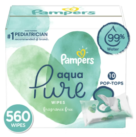 Pampers Aqua Pure Sensitive Baby Wipes;  560 Count