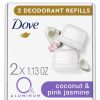 Dove Deodorant Refills Twin Pack, Coconut and Pink Jasmine, 1.13 oz